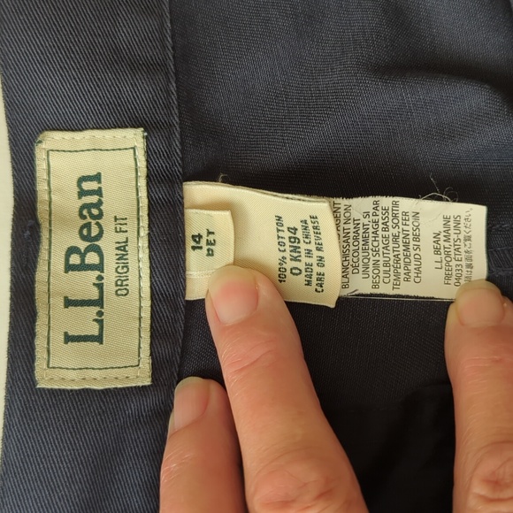 L.L. Bean Original Fit Cotton Twill Pants 14P Navy Blue - Picture 3 of 14